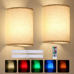 Set of Two Wall Sconces 16 RGB Colors Changeable  Dimmable Wall Lights