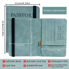 Women Men RFID Vintage Business Passport Covers Holder Multi-Function