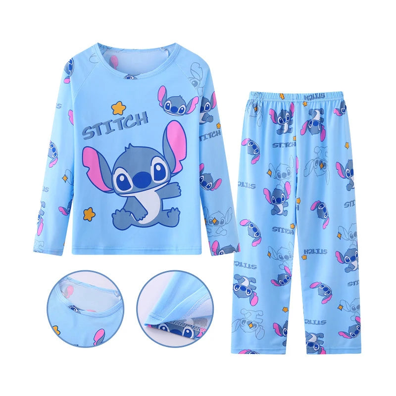 Spring Autumn Children's Clothing Sets Stitch Cartoon Boy Sleepwear