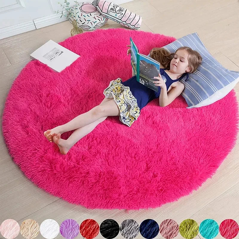 VIKAMA Silk wool tie-dye round Rug living room bedroom children's room