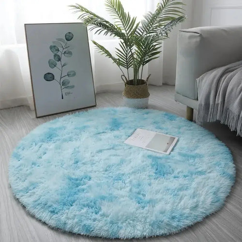 VIKAMA Silk wool tie-dye round Rug living room bedroom children's room