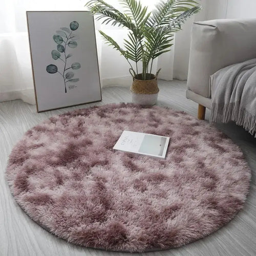 VIKAMA Silk wool tie-dye round Rug living room bedroom children's room