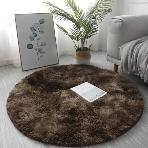 VIKAMA Silk wool tie-dye round Rug living room bedroom children's room