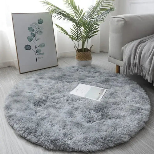 VIKAMA Silk wool tie-dye round Rug living room bedroom children's room