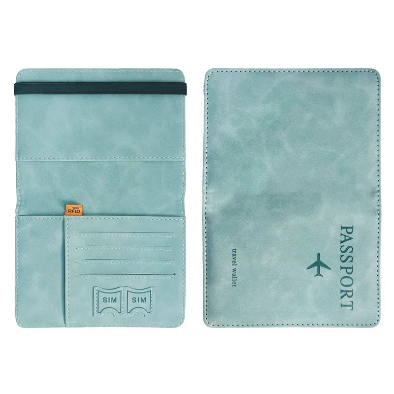 Women Men RFID Vintage Business Passport Covers Holder Multi-Function