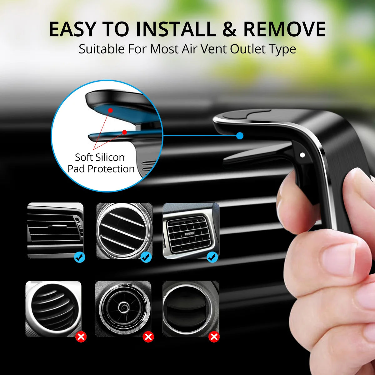 Universal Magnetic Car Phone Holder in Car Phone Stand Clip Mount Car