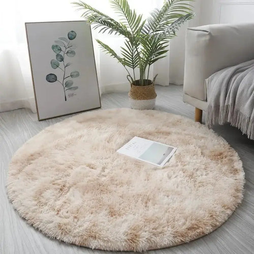 VIKAMA Silk wool tie-dye round Rug living room bedroom children's room