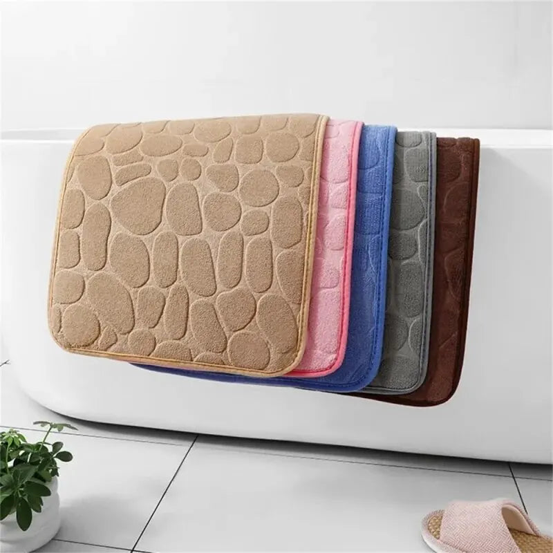 VIKAMA 40X60CM Coral Fleece Pebble Embossed Bathroom Non-Slip Floor