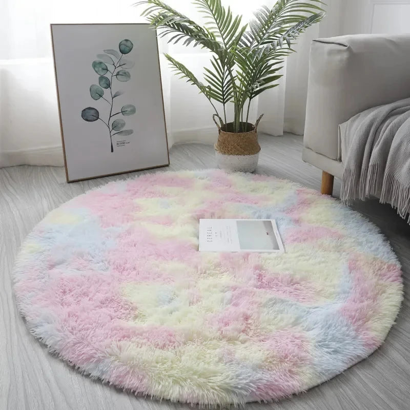 VIKAMA Silk wool tie-dye round Rug living room bedroom children's room