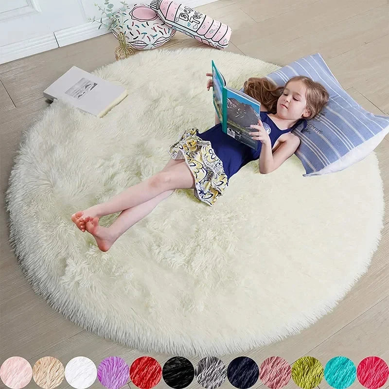 VIKAMA Silk wool tie-dye round Rug living room bedroom children's room