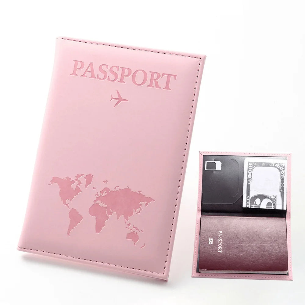 Women Men RFID Vintage Business Passport Covers Holder Multi-Function