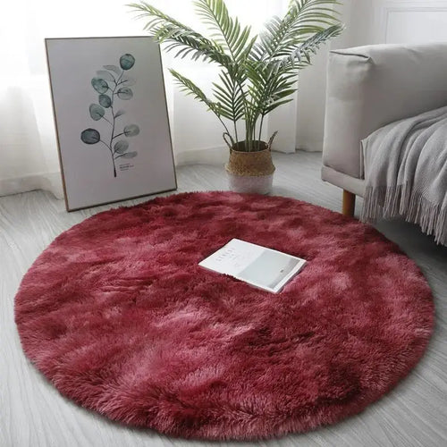 VIKAMA Silk wool tie-dye round Rug living room bedroom children's room