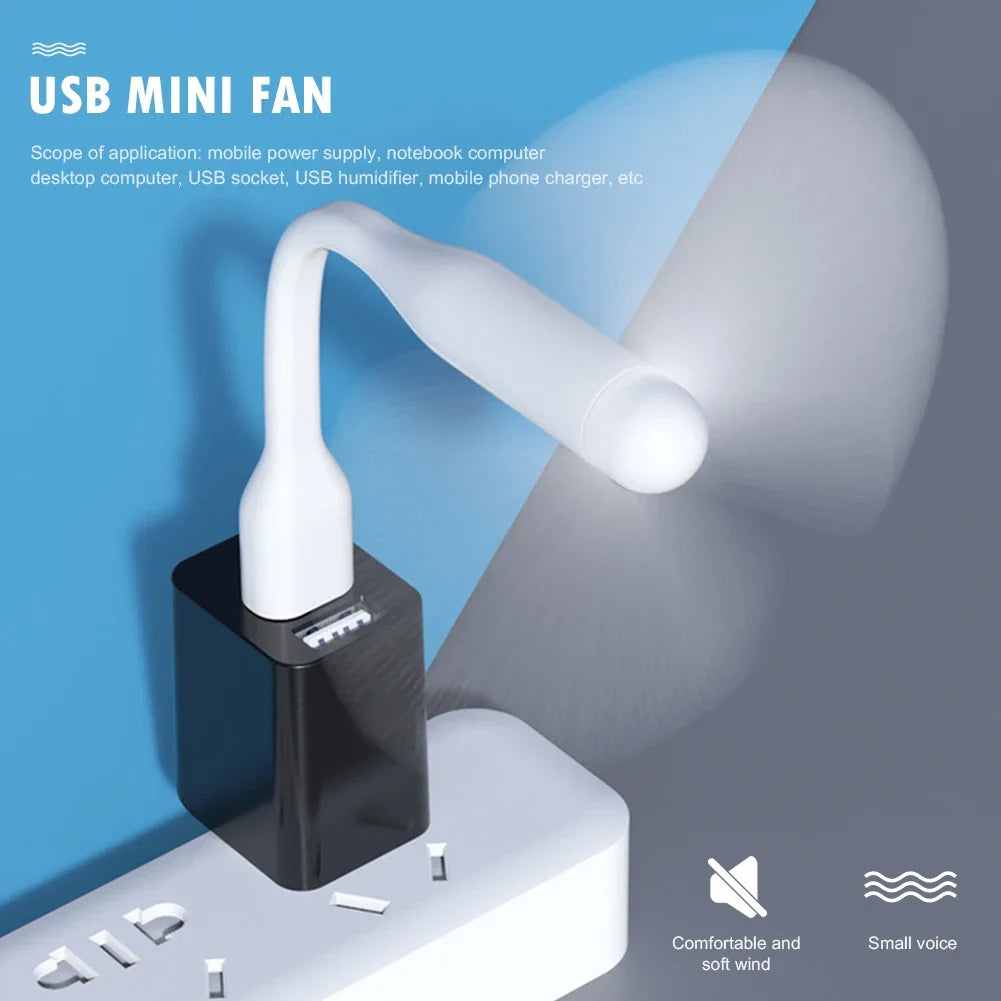 USB Small Fan Flexible Bendable Fan For Power Bank Laptop PC AC