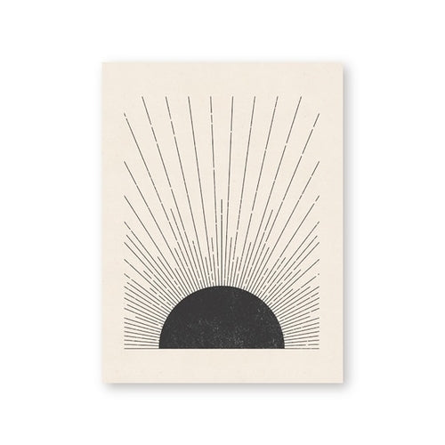 Sun Illustration Mid Century Modern Block Print